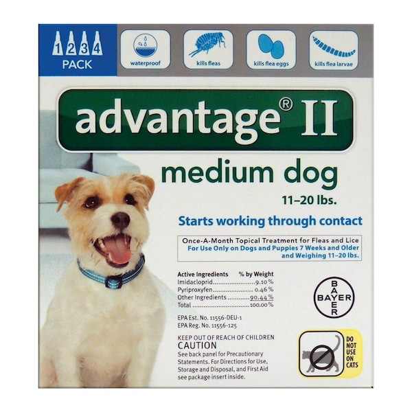 Elanco Advantage II Liquid Dog Flea Drops Imidacloprid/Pyriproxyfen 0.14 oz